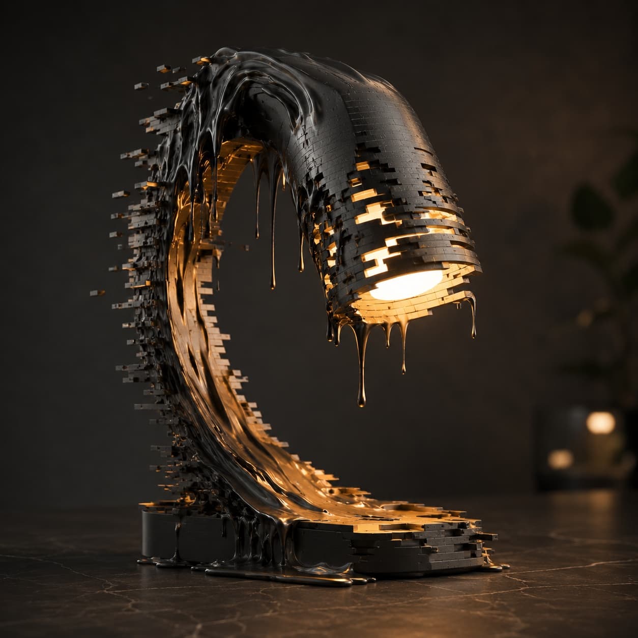 SLICED VASE / SHIFTED MASS — 3D-printed CONCRETE MIX sculptural object